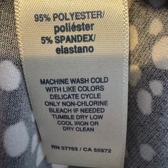 Rafaella XL Sleeveless Cowl Neck Top Black White Polka Dot Stretch Blouse - Picture 4 of 5